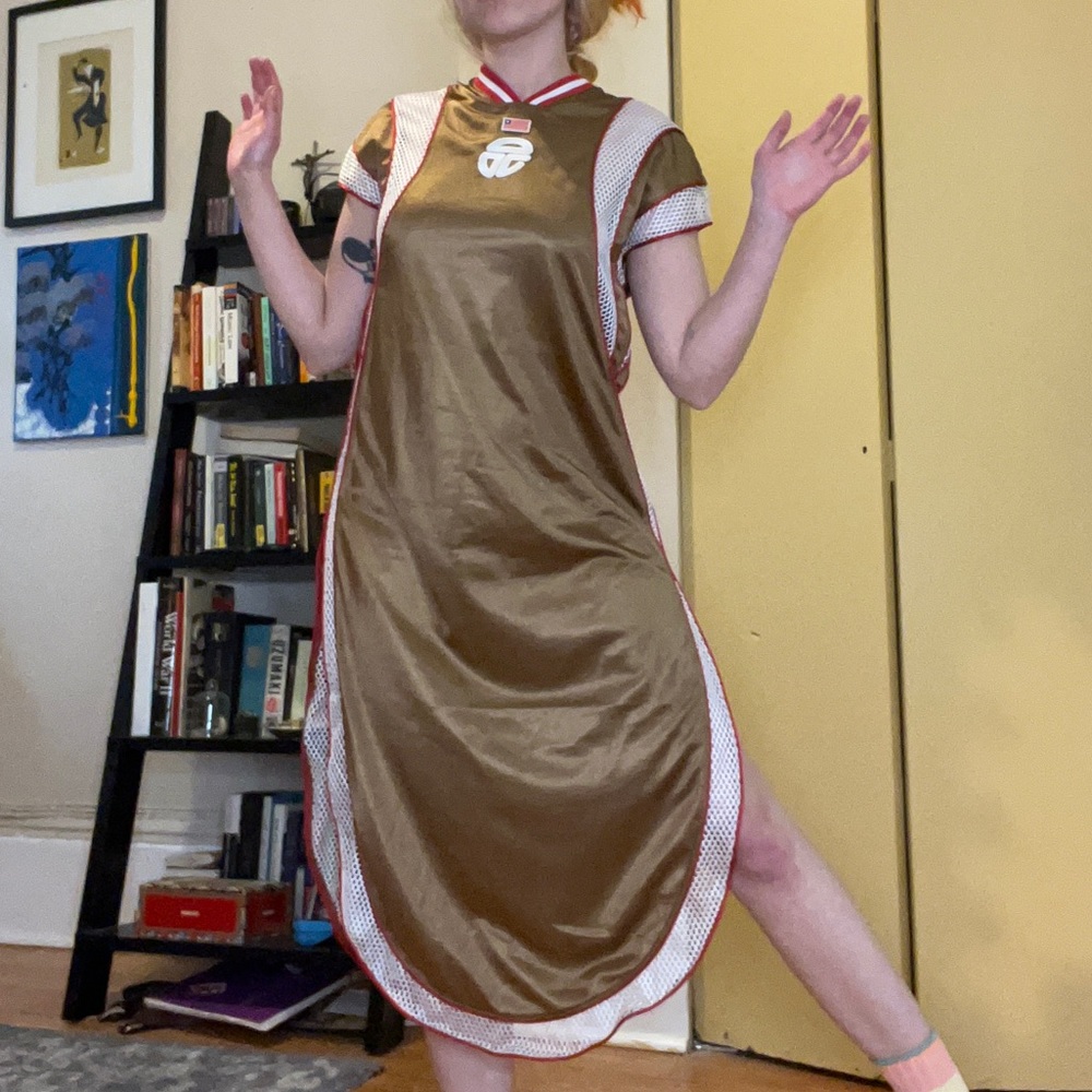 SOLD Telfar jersey slit dress Liberian sand